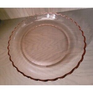 Pink Glass Dish Tray Scallop Edge Decorative Serving Vintage Style Platter